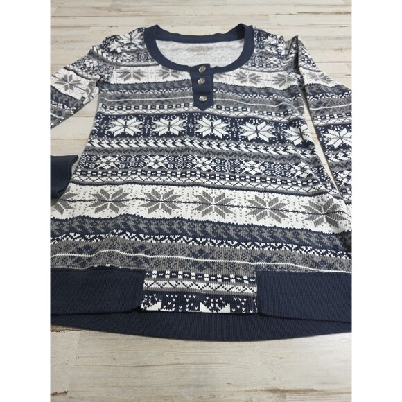 Tommy Hilfiger gray and white thermal long sleeve shirt size Small Snowflakes - Picture 5 of 11